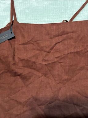 House of Harlow 1960 Rust Brown Linen Spaghetti Strap Tunic